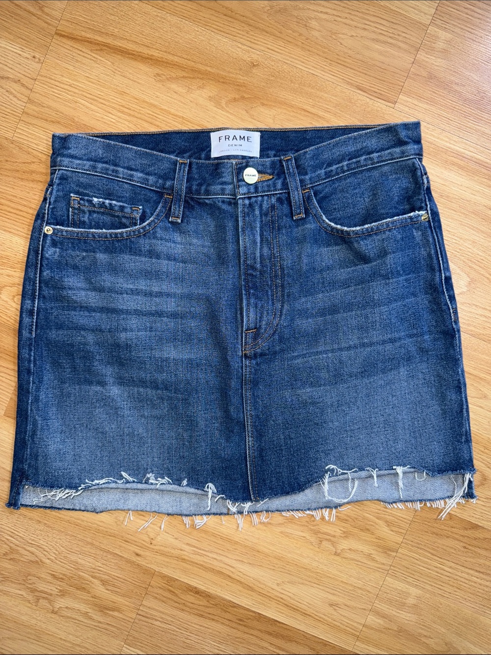 Frame Denim Denim Blue Distressed Denim Mini Skirt Casablanca Size 28